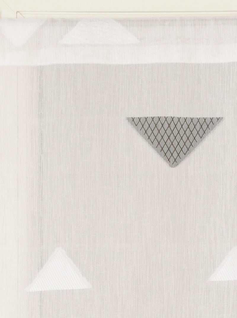 Paire de Voilages Jacquard motifs triangulaire, finition passe-tringle, vitrages. Gris Argenté - Kiabi