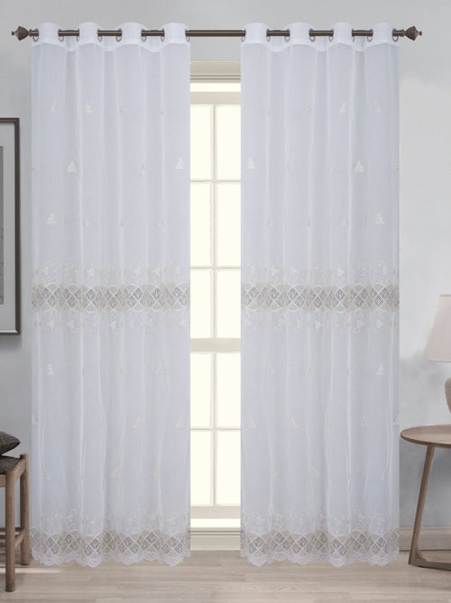 Paire de voilages macramé pour baie vitrée - Kiabi Paire de voilages macramé pour baie vitrée - Kiabi