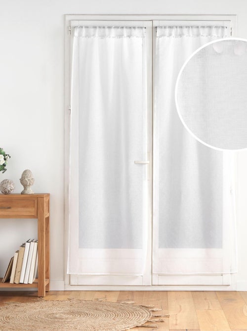 Paire de voilages passe-tringle en voile sablé avec finitions pompons - Kiabi