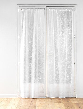 Paire de voilages passe-tringle en voile tissé motif feuillage