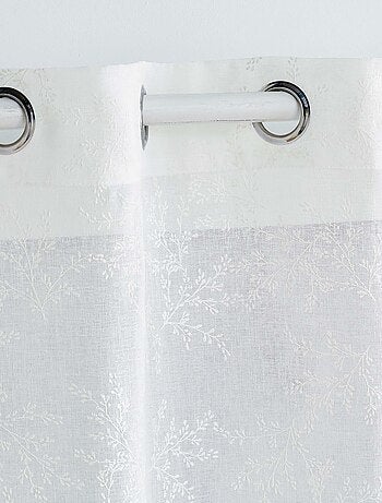 Paire de voilages passe-tringle en voile tissé motif feuillage