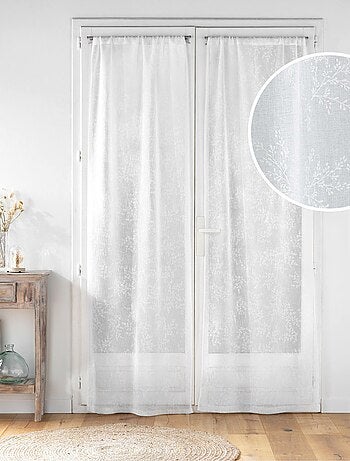 Paire de voilages passe-tringle en voile tissé motif feuillage