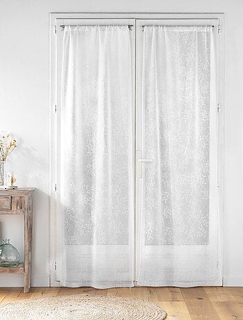 Paire de voilages passe-tringle en voile tissé motif feuillage