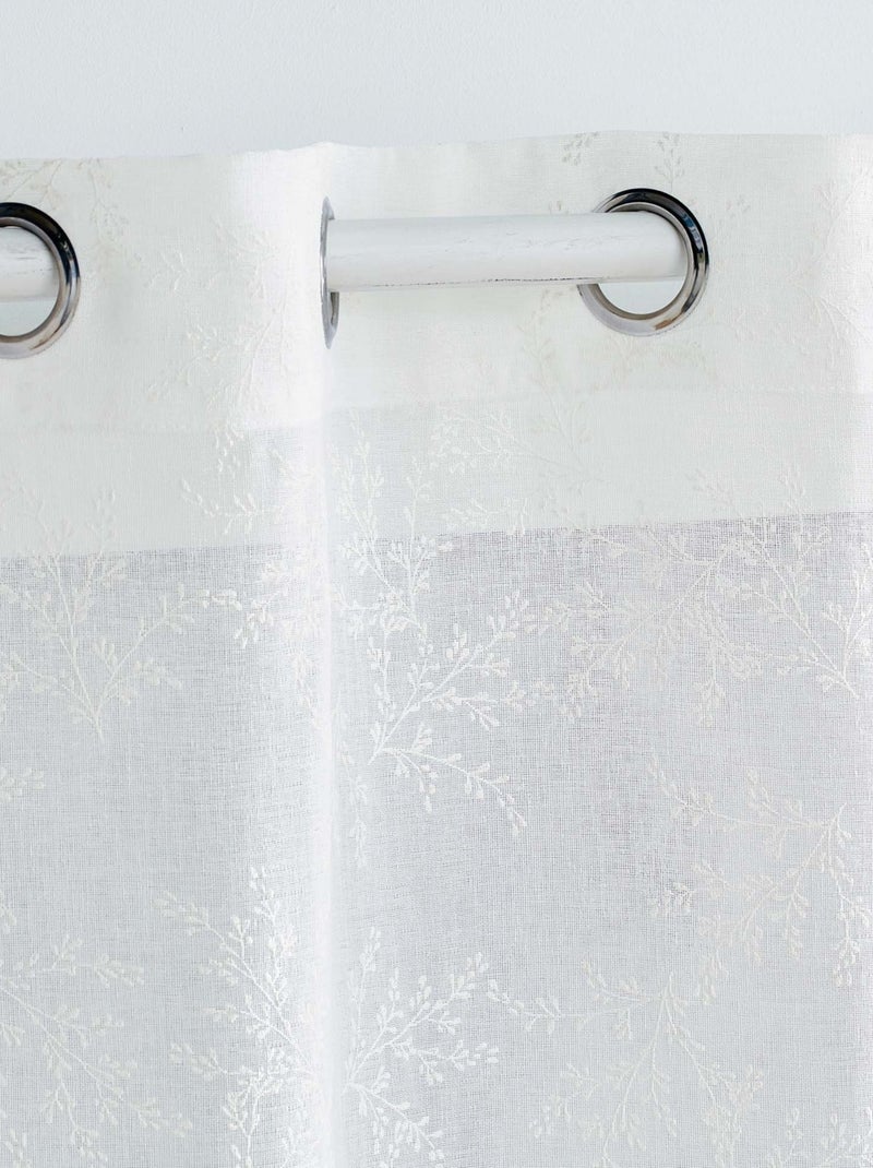 Paire de voilages passe-tringle en voile tissé motif feuillage Blanc - Kiabi