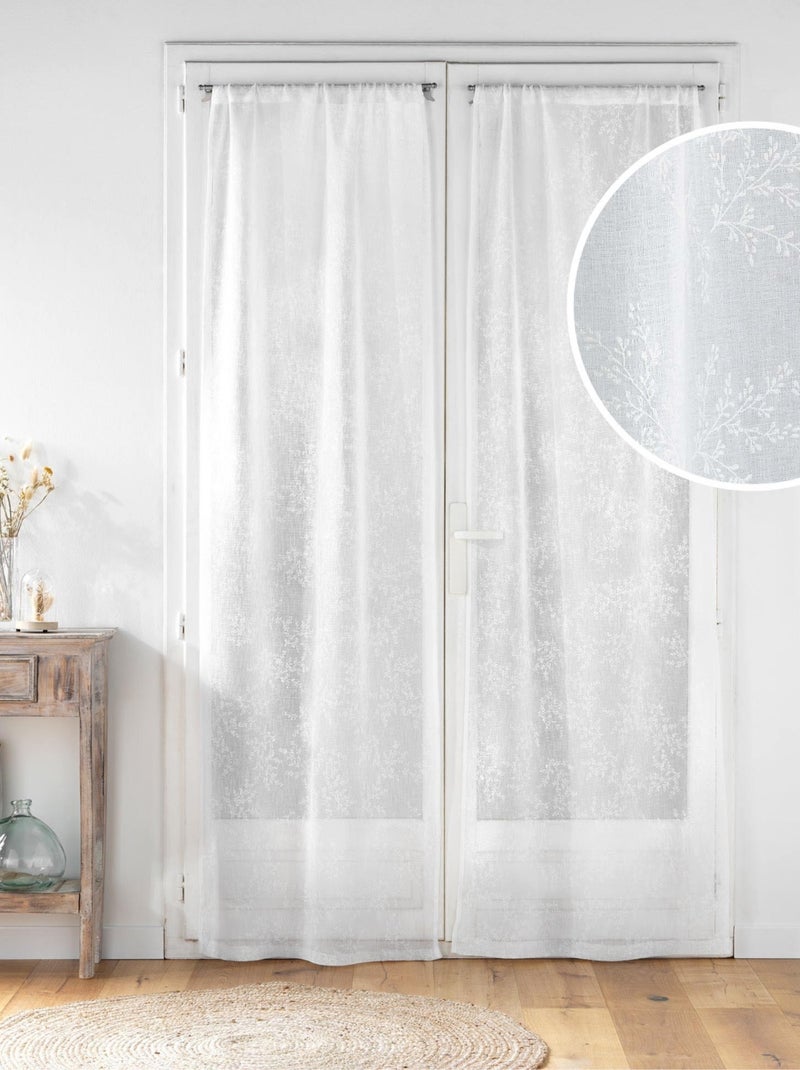 Paire de voilages passe-tringle en voile tissé motif feuillage Blanc - Kiabi