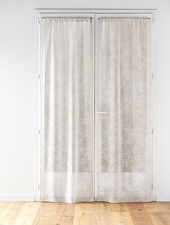 Paire de voilages passe-tringle en voile tissé motif feuillage