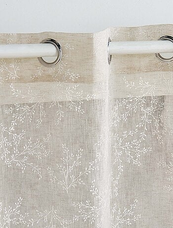 Paire de voilages passe-tringle en voile tissé motif feuillage
