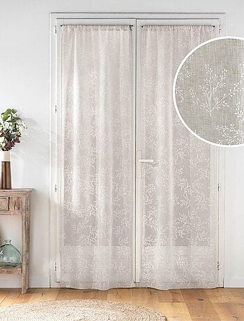 Paire de voilages passe-tringle en voile tissé motif feuillage