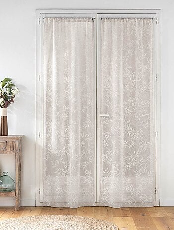 Paire de voilages passe-tringle en voile tissé motif feuillage