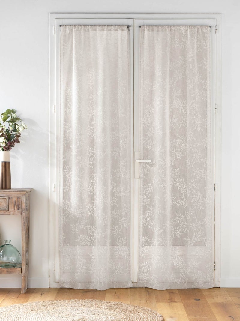 Paire de voilages passe-tringle en voile tissé motif feuillage Taupe - Kiabi