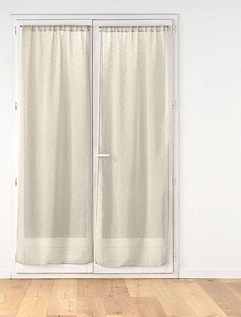 Paire de voilages passe-tringle en voile tissé pour porte-fenêtre