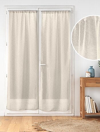 Paire de voilages passe-tringle en voile tissé pour porte-fenêtre