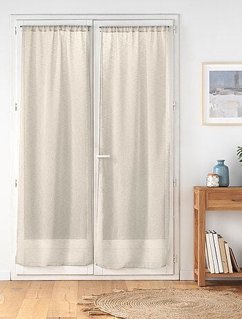 Paire de voilages passe-tringle en voile tissé pour porte-fenêtre