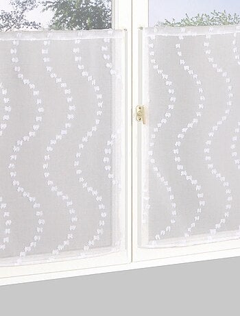 Paire de Voilages petits-nœuds, finition passe-tringle, vitrages.