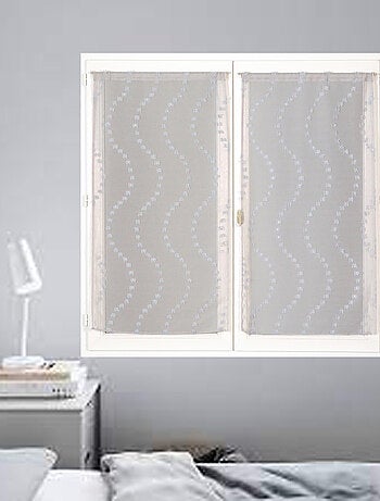 Paire de Voilages petits-nœuds, finition passe-tringle, vitrages.