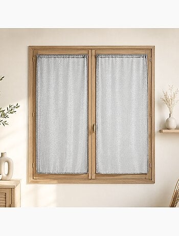 Paire de voilages vitrage - effet maille à fils lurex