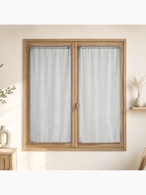 Paire de voilages vitrage  - effet maille à fils lurex - Kiabi