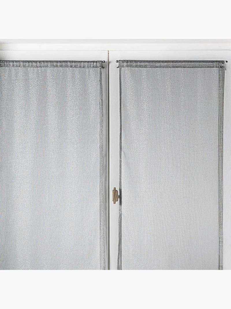 Paire de voilages vitrage  - effet maille à fils lurex Argent - Kiabi