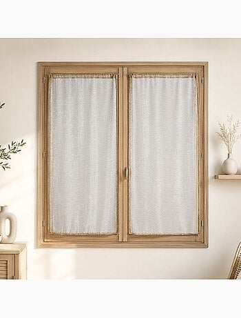 Paire de voilages vitrage - effet maille à fils lurex