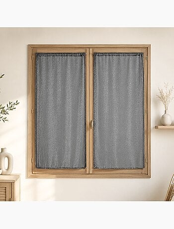 Paire de voilages vitrage - effet maille à fils lurex
