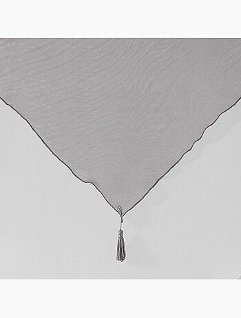 Paire de voile pompon rideau a passants bicolore Collection Voilinne