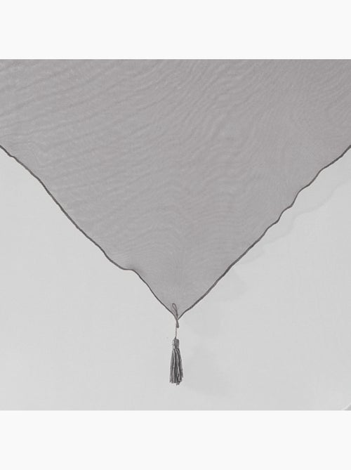 Paire de voile pompon rideau a passants bicolore Collection Voilinne - Kiabi