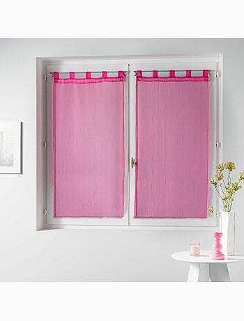 Paire de Voile raye Horizon 60 x 90 cm rose