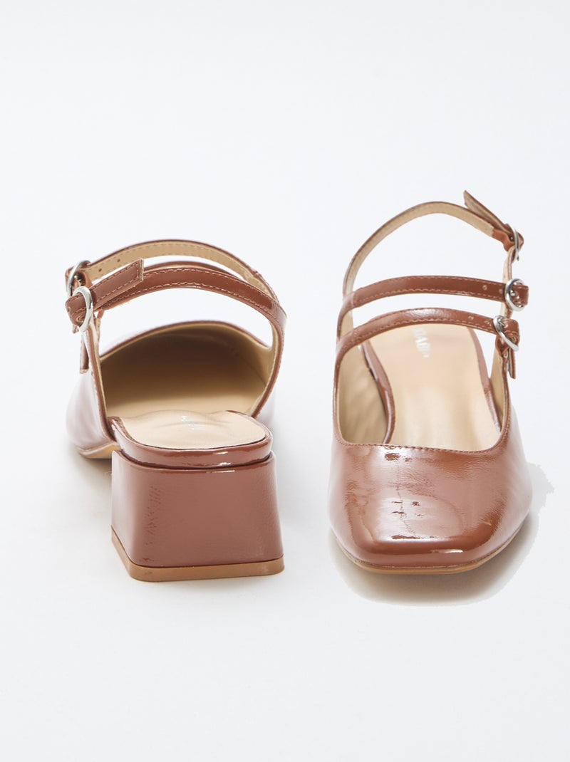 Paire d'escarpin verni brillant uni Marron - Kiabi
