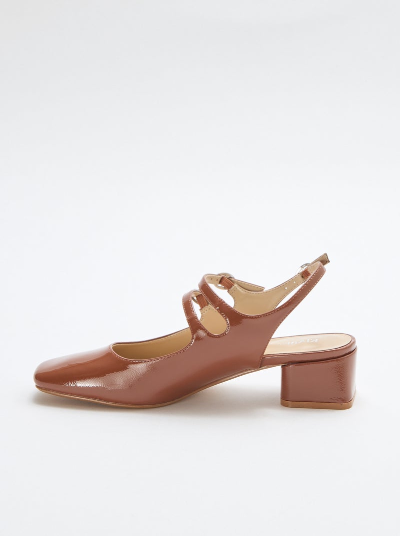 Paire d'escarpin verni brillant uni Marron - Kiabi