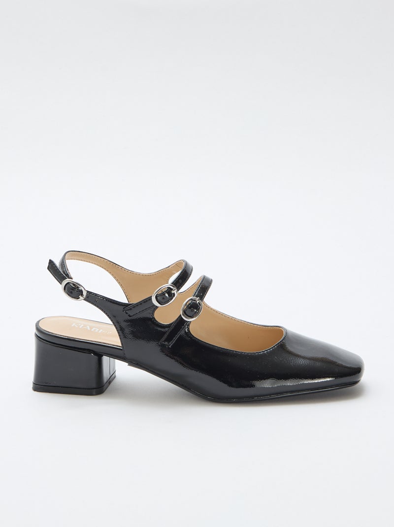 Paire d'escarpin verni brillant uni Noir - Kiabi