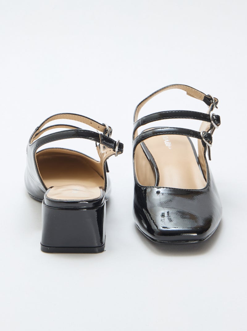 Paire d'escarpin verni brillant uni Noir - Kiabi