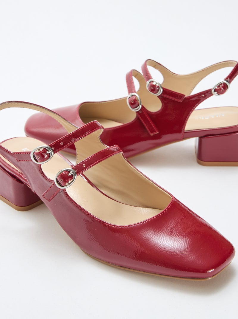 Paire d'escarpin verni brillant uni Rouge - Kiabi