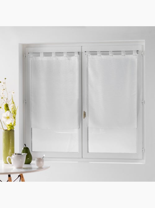 Paire droite de rideaux voile a passants fils coupe dandy - Kiabi