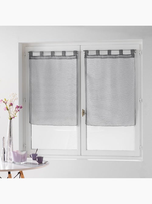 Paire droite de rideaux voile a passants fils coupe dandy - Kiabi