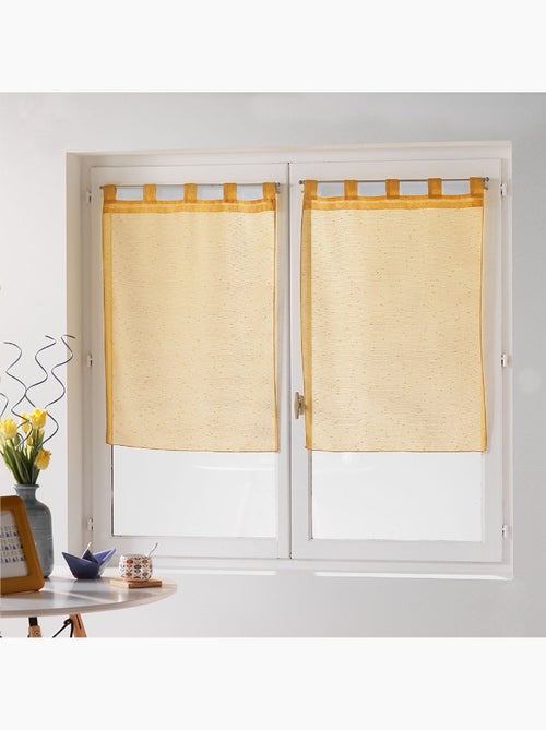 Paire droite de rideaux voile a passants fils coupe dandy - Kiabi