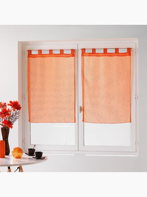 Paire droite de rideaux voile a passants fils coupe dandy - Kiabi