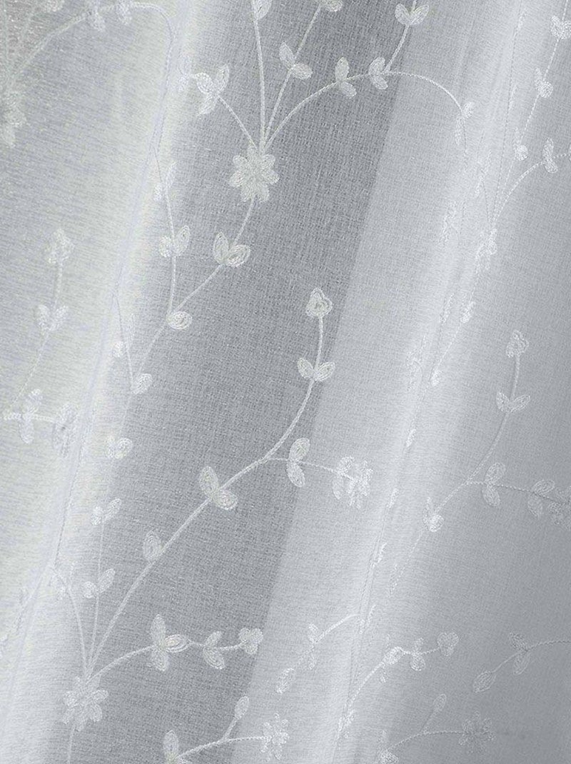 Paire droite passants voile sable brode petite fleur Blanc Blanc - Kiabi