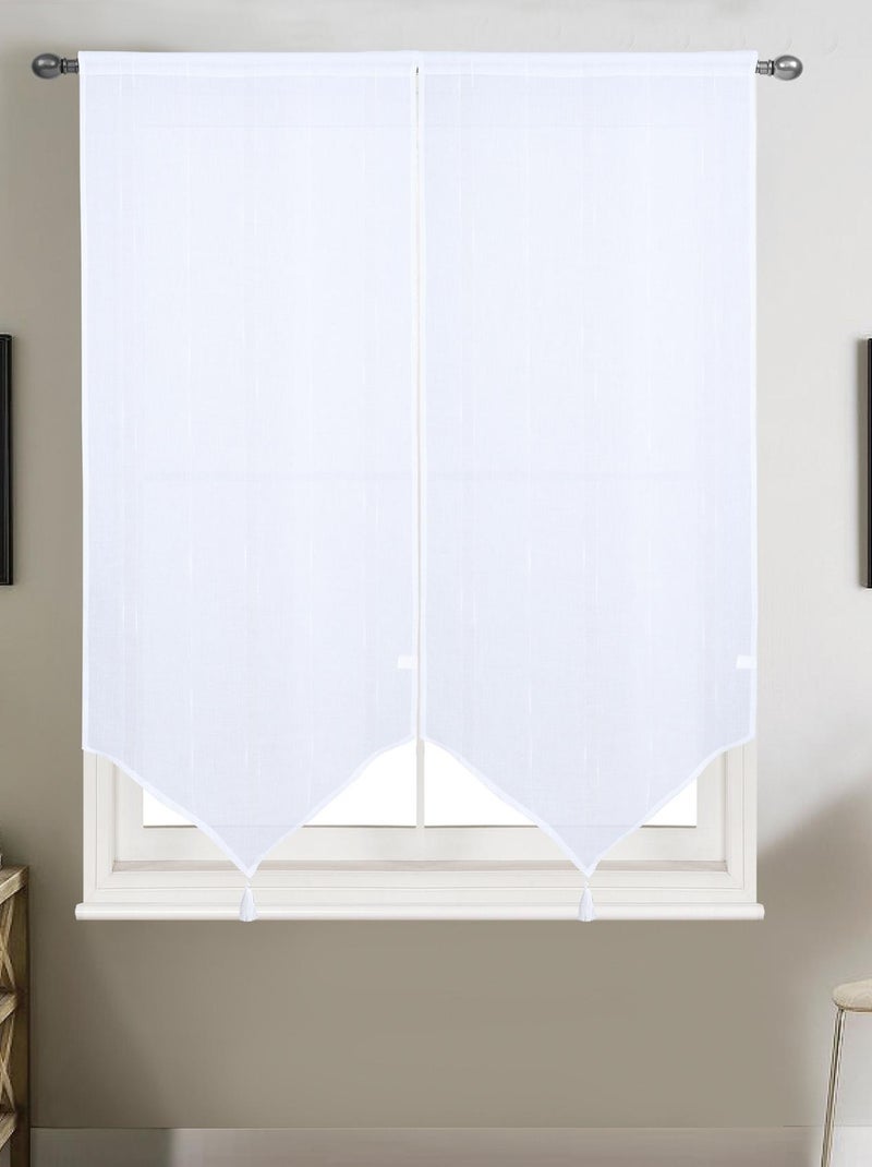Paire petits voilages à bandes verticales brillantes Blanc - Kiabi