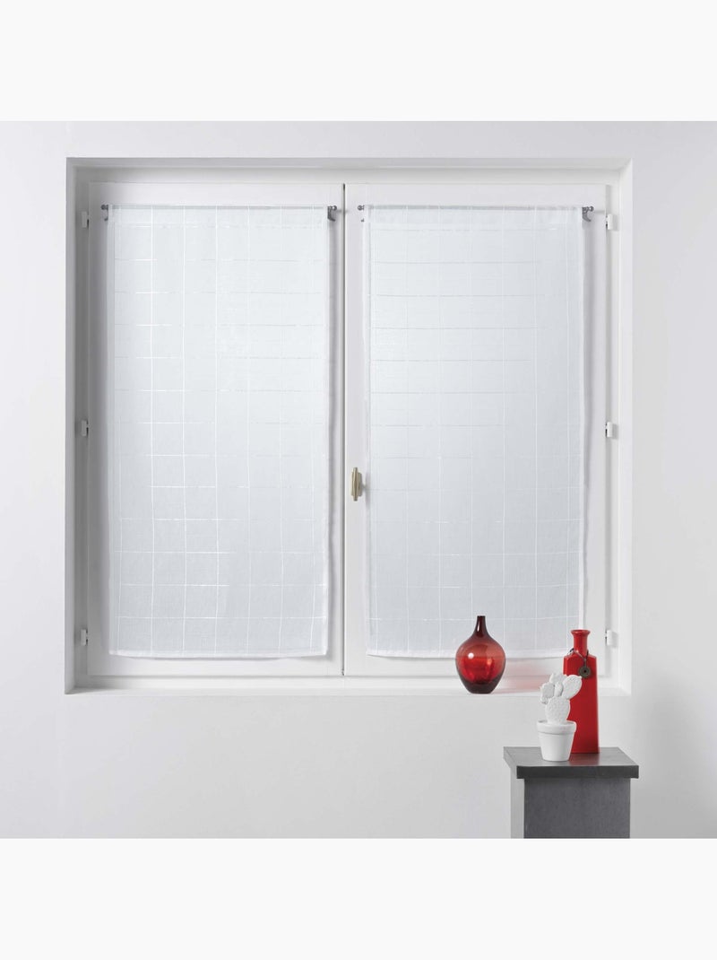 Paire voilage a carreaux Blanc - Kiabi