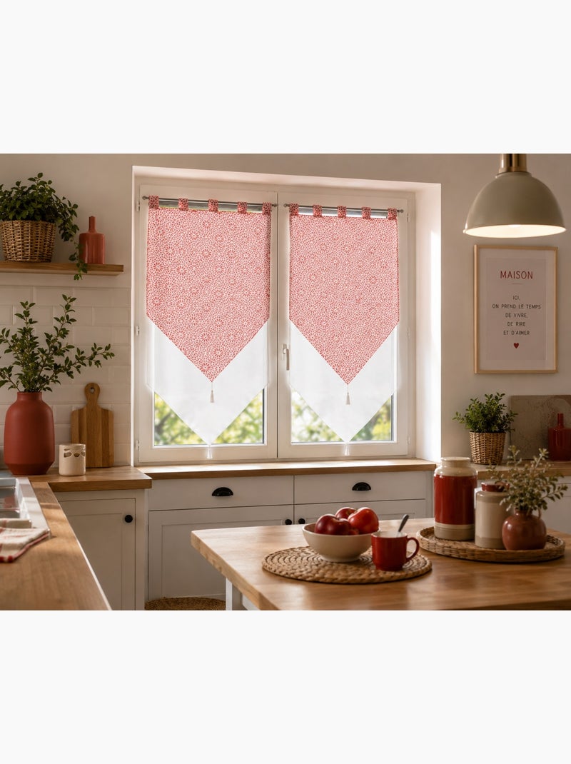 Paire voilage double tunis Corail - Kiabi