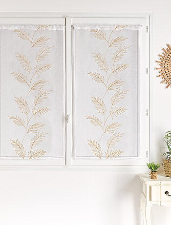 Paire voilages avec motif feuilles brodées