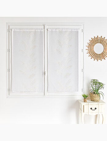 Paire voilages avec motif feuilles brodées
