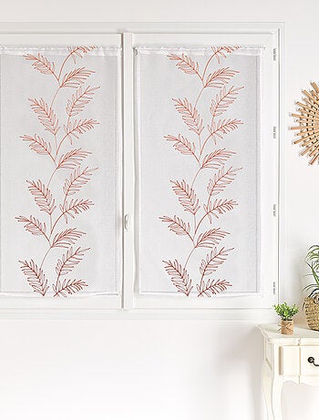 Paire voilages avec motif feuilles brodées