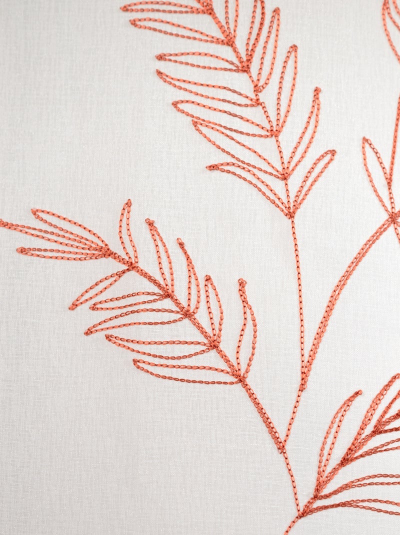 Paire voilages avec motif feuilles brodées Terracotta - Kiabi