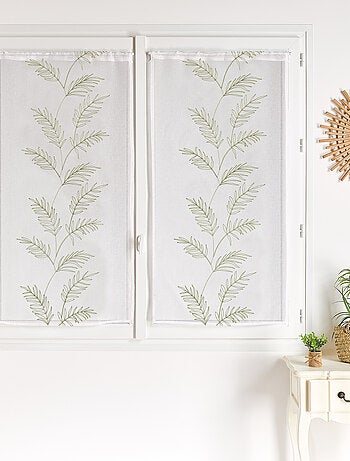 Paire voilages avec motif feuilles brodées