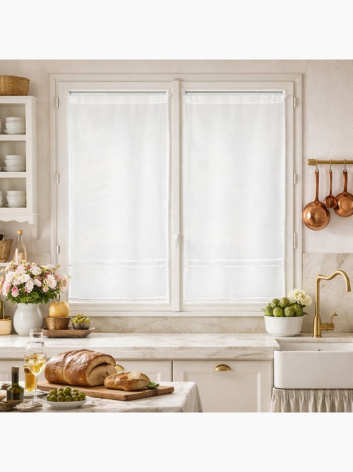 Paire voilages blanc frise dentelle élégante - Kiabi