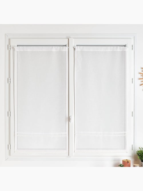 Paire voilages blanc frise dentelle élégante - Kiabi