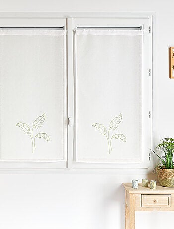 Paire voilages motif feuilles bananes