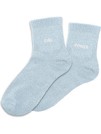 Paires de chaussettes dépareillées bleu ciel Girl Power