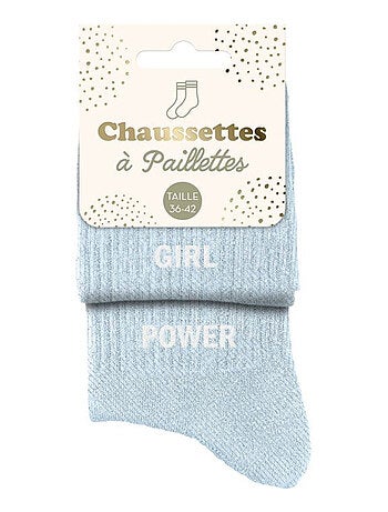 Paires de chaussettes dépareillées bleu ciel Girl Power